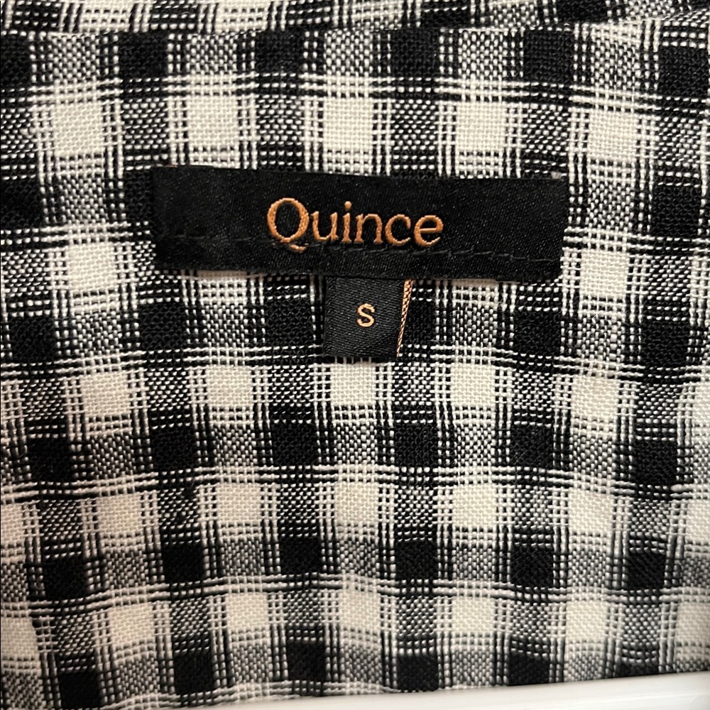 Quince Black and White linen Gingham Button Down Shirt - Picture 3 of 4